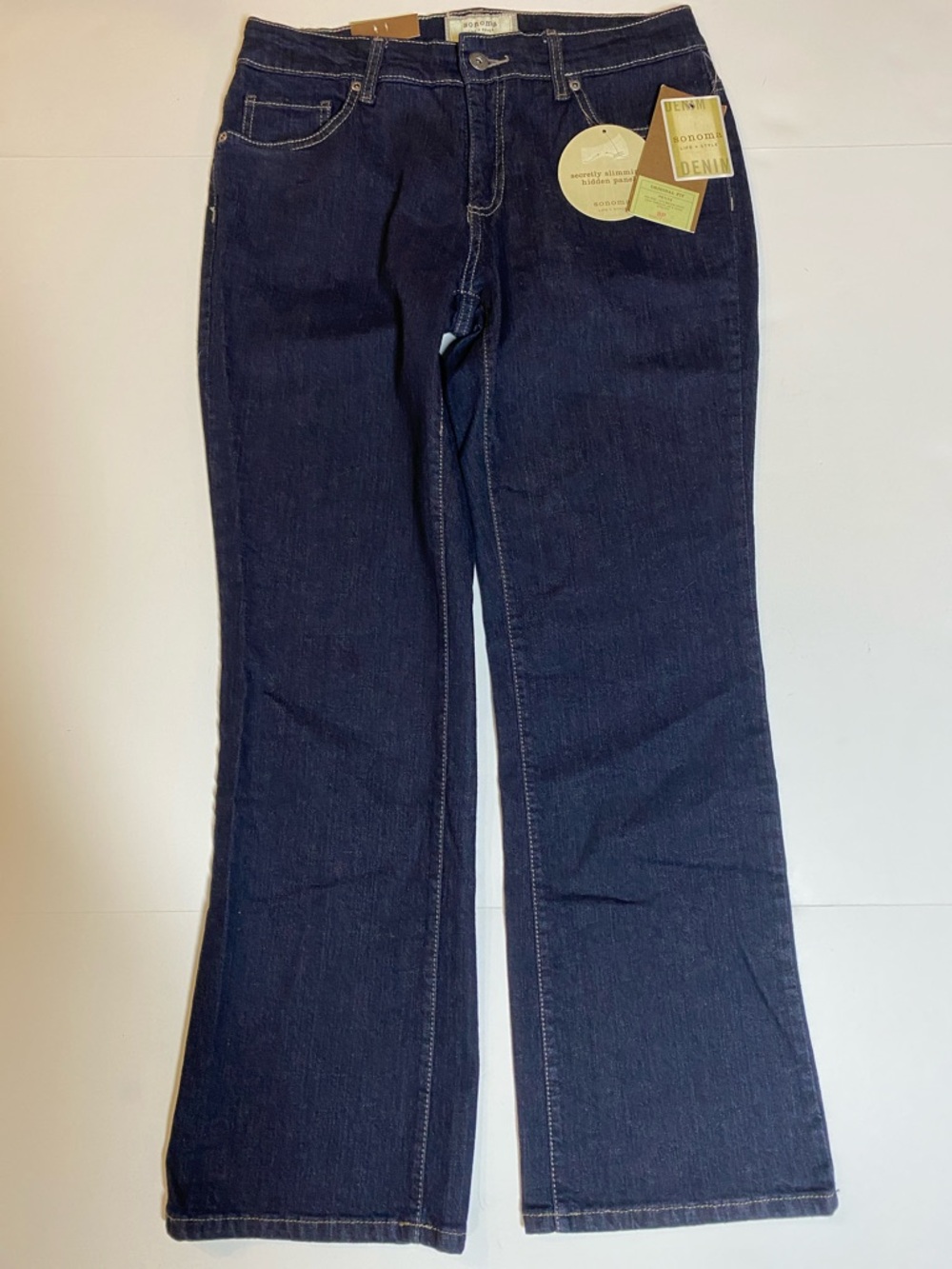 Sonoma SZ 8P Dark Denim Boot Cut Mid Rise Slimming Jeans New D6e - Picture 12 of 13